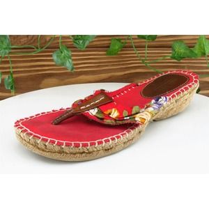 Cliffs by White Mountain Sz 6.5 M‎ Red Flip Flop Fabric Women Sandals